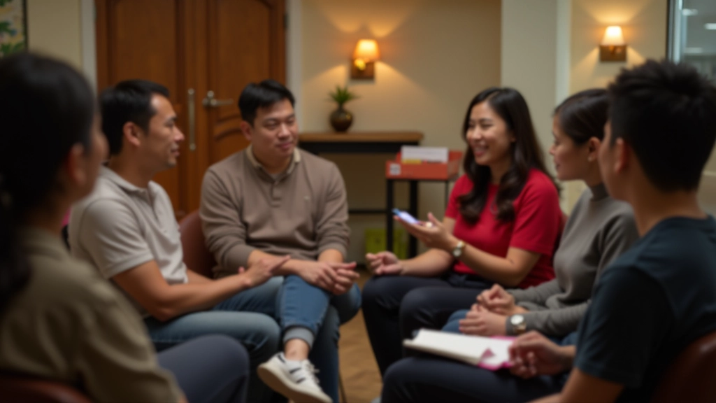 Group of participants seated in a circle during a personal development workshop at a community club, engaged in discussion
